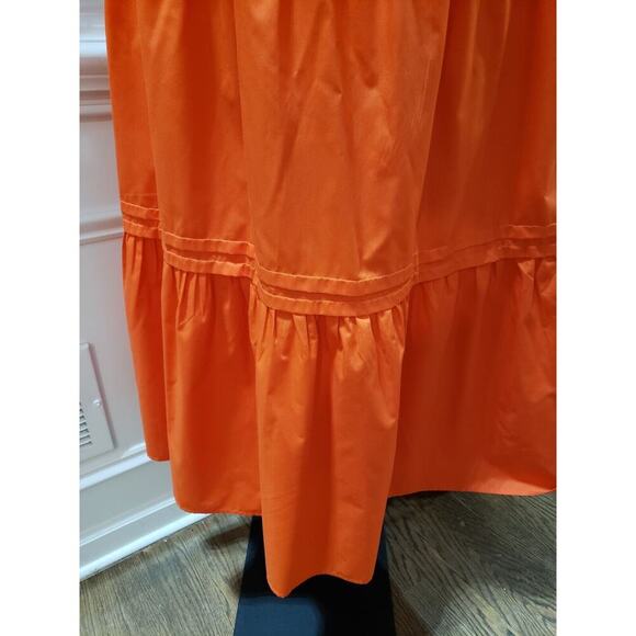 STACCATO Women's Orange Pleated Button Front Short Sleeve Long Maxi Dress Medium - Picture 5 of 16